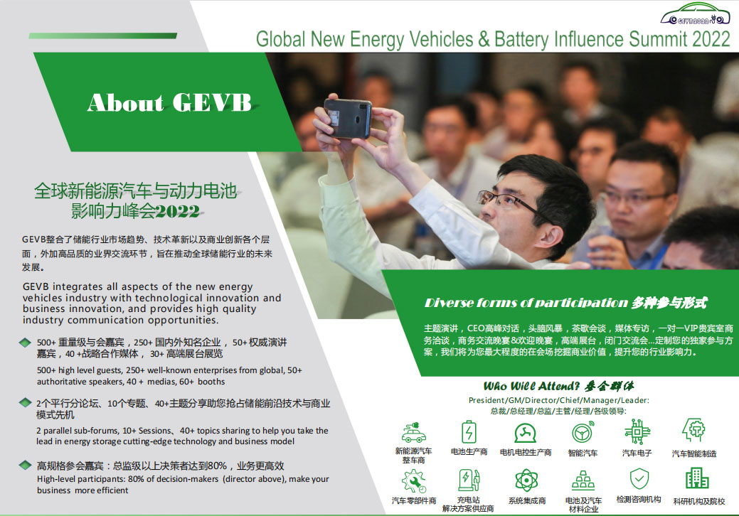 全球新能源汽车与动力电池影响力峰会2022 GEVB2022